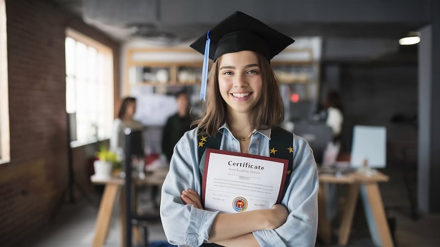shot young student with college certifiicate standing studio high quality photo (1)